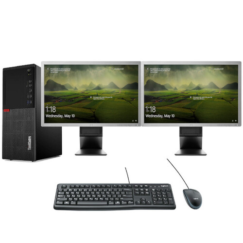 Lenovo M720T Desktop Bundle i5-8400 Six-Core 2.8Ghz Windows 11 + Dual 23" Monitor