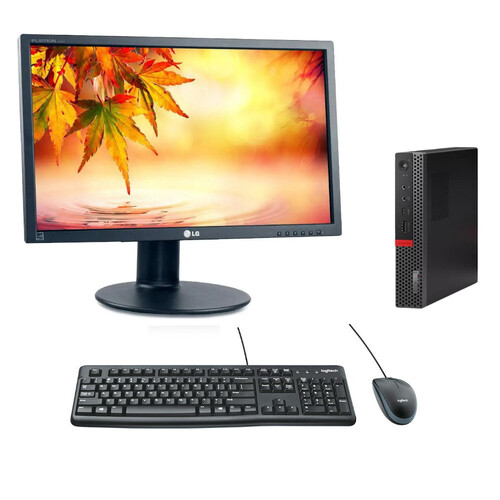 Lenovo ThinkCentre M710q Tiny Desktop PC i3-6100T 3.2GHz 8GB RAM 256GB SSD + 24" Monitor