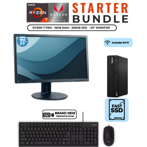Lenovo ThinkCentre M75s AMD Ryzen 7 Pro (8-core) 16GB Radeon Vega + 23" Monitor + Keyboard and Mouse