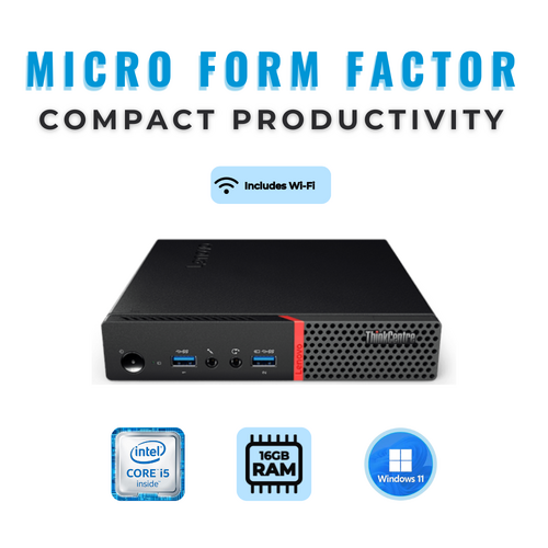 Lenovo ThinkCentre M710q Tiny Desktop i5-7400T 3.0GHz 16GB RAM 256GB SSD Windows 11