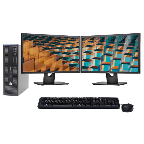  HP 400 G1 Desktop Bundle Desktop i5-4570 3.2GHz 8GB RAM 480GB SSD + Dual 24" Monitor