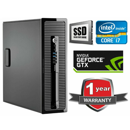 HP 800 G2 Refurb Gaming Desktop i7-6700 16GB RAM 480GB SSD Nvidia GTX1650+Wi-Fi