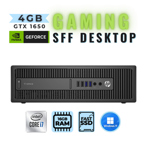 HP EliteDesk 800 G2 SFF Gaming Desktop i7-6700 16GB RAM 480GB SSD 4GB GTX 1650 - Windows 11