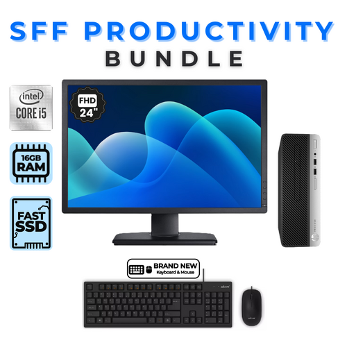 HP ProDesk 400 G4 SFF Desktop Bundle i5-7500 3.8GHz 16GB 256GB SSD + 24" Monitor