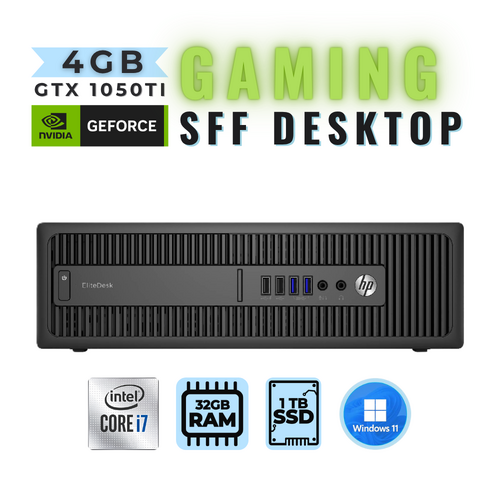 HP EliteDesk 800 G2 SFF Gaming Desktop i7-6700 32GB RAM 1TB SSD 4GB GTX 1050Ti - Windows 11