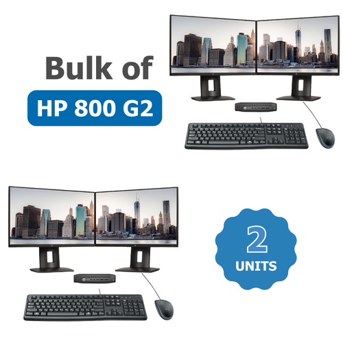 Bulk of 2x HP 800 G2 Mini Desktop Bundle i5-6500T 16GB RAM 480GB SSD + Dual 24" FHD Monitor
