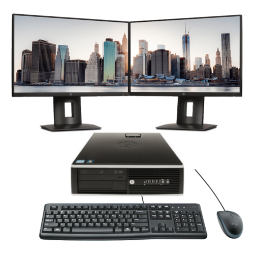 HP 8200 Elite SFF Bundle Desktop PC i5-2400 8GB RAM 128GB SSD + Dual 22" Monitor