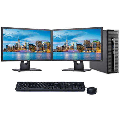 HP 800 G2 Gaming Desktop PC i5 3.6GHz 16GB 480GB SSD GTX 1650 + Dual 24" Monitor