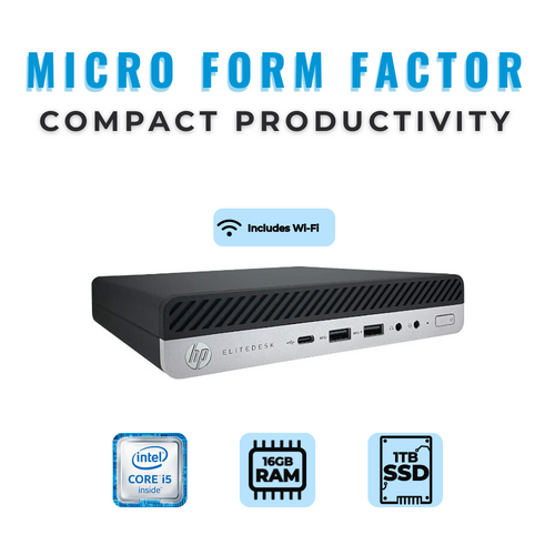 HP EliteDesk 800 35W G3 Desktop Mini PC i5-6500T 2.5GHz 16GB RAM 1TB SSD Windows 11