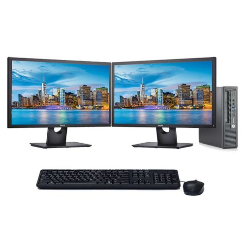 HP 800 G1 Bundle Desktop PC i7-4790s 3.2GHz 8GB RAM 128GB SSD + Dual 23" Monitor