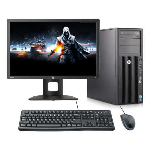 HP Z220 Gaming Desktop i7-3770 3.9GHz 16GB RAM 480GB SSD GT1030 + 24" Monitor