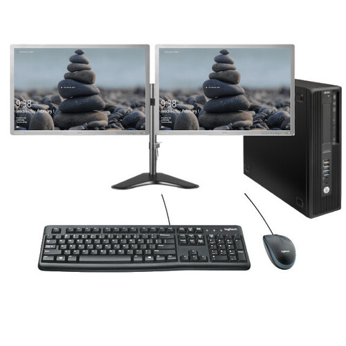 HP Z240 SFF Bundle Desktop PC i7-6700 3.4GHz 16GB RAM 480GB + Dual 24" Monitor