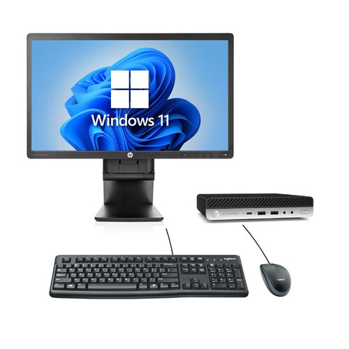 HP Bundle Desktop 800 G3 Mini PC i5-6500T 256GB 8GB RAM Windows 11 + 22" Monitor
