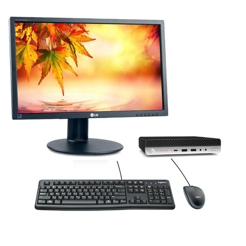HP Bundle Desktop 800 G3 Mini PC i5-6500T 256GB 8GB RAM Windows 11 + 24" Monitor