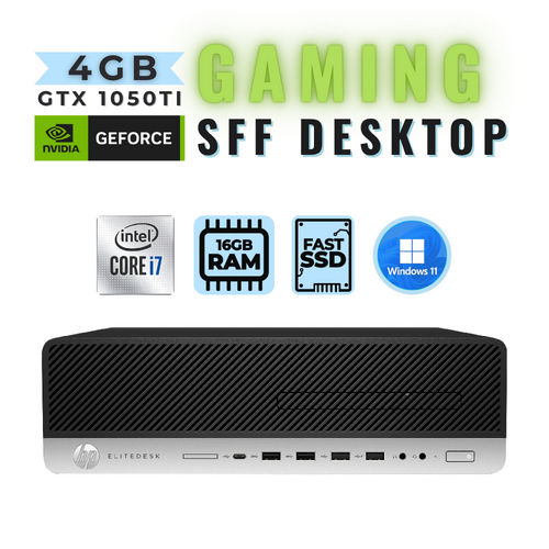 HP Elite 800 G3 SFF Gaming Desktop i7-6700 4.00GHz 480GB 16GB RAM 4GB GTX 1050Ti - Windows 11