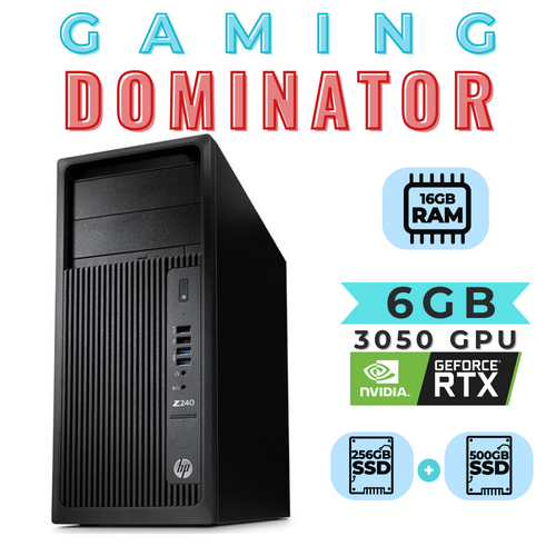 HP Z240 Gaming Desktop Tower i7 / Xeon 3.6GHz 16GB RAM 256GB SSD+HDD 6GB RTX 3050