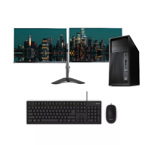 HP Z240 Gaming Bundle Desktop i7/Xeon 3.6GHz 1TB SSD 16GB RAM GTX 1650 + Dual 24" Monitor