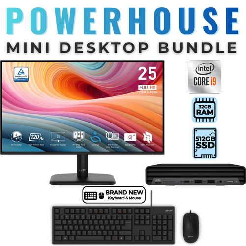 HP EliteDesk 800 G6 Mini Desktop Bundle i9-10900 10-Core 512GB 32GB RAM +NEW 24" 120Hz MSI Monitor
