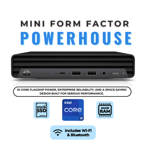 HP EliteDesk 800 G6 Mini Desktop i9-10900 10-Core 512GB SSD 64GB RAM Windows 11