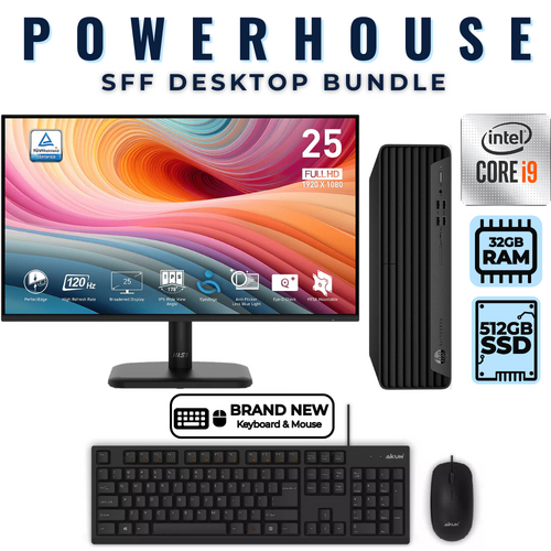 HP EliteDesk 800 G8 SFF Desktop Bundle i9-11900 512GB 32GB RAM+NEW 24" 120Hz MSI Monitor