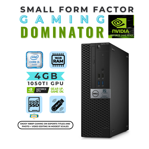 Dell 7040 Refurb Gaming Desktop i5-6600 3.3GHz 16GB RAM 512GB SSD + GTX 1050ti
