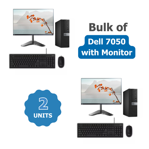 Bulk of 2x Dell 7050 SFF Bundle Desktop i5-7500 3.4GHz 256GB 16GB RAM + 24" Frameless Monitor