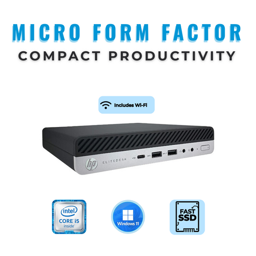 HP EliteDesk 800 35W G3 Desktop Mini PC i5-6500T 2.5GHz 8GB RAM 256GB SSD Windows 11