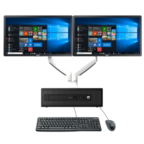 HP EliteDesk 800 G1 Full Desktop i5-4570 8GB RAM 240GB + Dual Swing 23" Monitor
