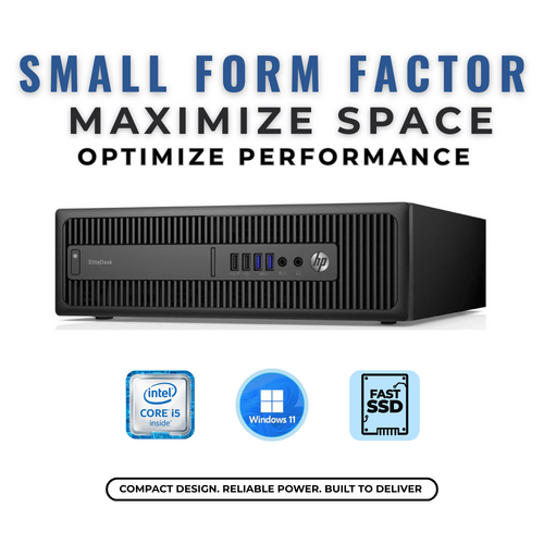 HP EliteDesk 800 G2 SFF Desktop PC i5-6500 3.6GHz 8GB RAM 128GB SSD + 500GB HDD (Grade B)