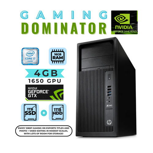 HP Z240 Gaming Desktop Tower i7-6700 3.4GHz 16GB RAM 1TB SSD + 4GB GTX 1650