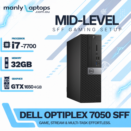Dell Optiplex 7050 Gaming SFF Desktop i7-7700 32GB RAM 512GB SSD 4GB GTX 1650 - Windows 11