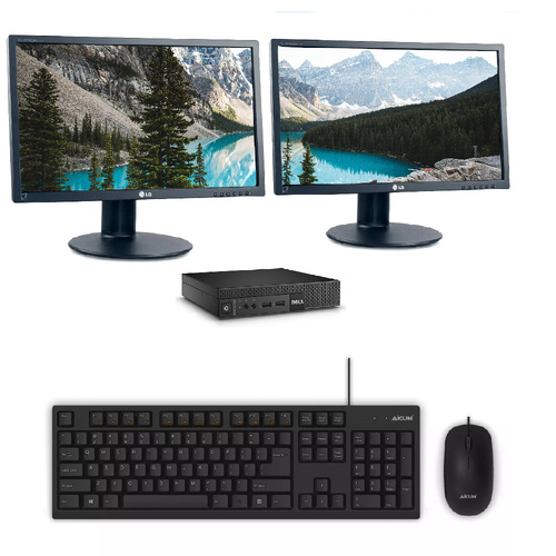 Dell 9020M Micro Desktop i5-4590T 3.0GHz 16GB RAM 1TB SSD Wi-Fi + Dual 24" Monitor