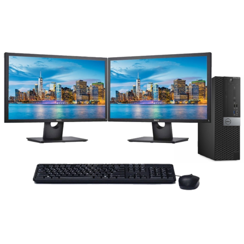 Dell 7050 SFF Bundle Desktop i7-6700 3.4GHz 16GB RAM 512GB NVMe + Dual 22" Monitor