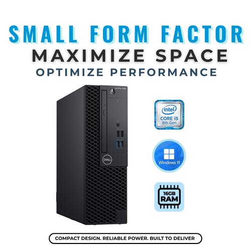 Dell 3060 SFF Desktop PC i5-8500 6-Cores 3.0GHz 256GB SSD + 500GB HDD 16GB RAM