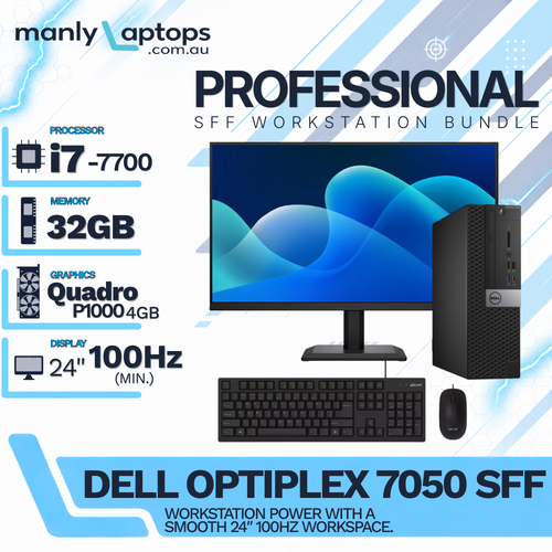 Dell OptiPlex 7050 SFF i7-7700 32GB RAM 512GB SSD 4GB P1000 + 24" 100Hz Monitor