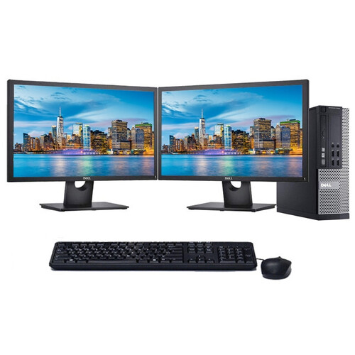 Dell 9020 Gaming Desktop i5-4570 3.2GHz 8GB 480GB SSD Nvidia GT1030 + Dual 24" Monitor