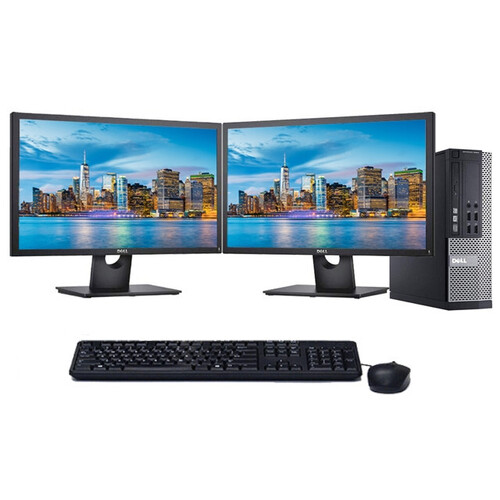 Dell 9020 Gaming Desktop i5-4570 3.2GHz 8GB 480GB SSD Nvidia GT1030 + Dual 23" Monitor