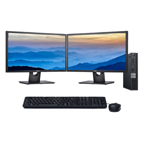 Dell 3060 Micro Bundle Desktop i5-8400T Six-Core 3.3GHz 1TB 16GB RAM + Dual 24" Monitor