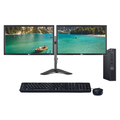 Dell 3060 Micro Bundle Desktop i5-8400T Six-Core 1TB 16GB RAM + Dual 24" Monitor