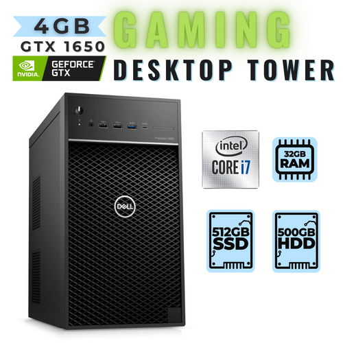 Dell Precision 3650 Gaming Desktop Tower i7-11700 8-Cores 512GB 32GB RAM GTX1650 4GB