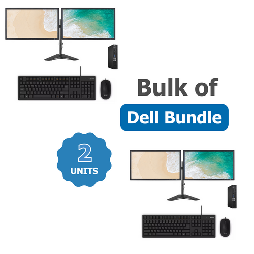 Bulk of 2x Dell 7050 Micro Desktop Bundle i5-7500T 3.3GHz 128GB 8GB RAM+ 24" Dual Monitor/Articulating Stand