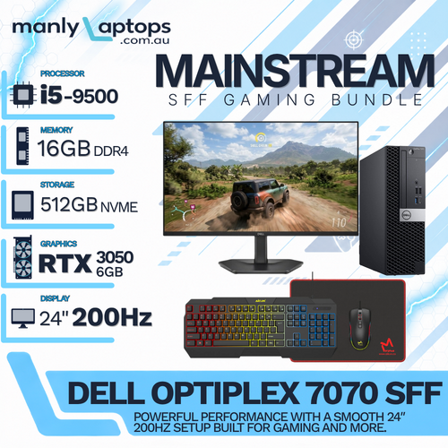 Dell Optiplex 7070 SFF Gaming PC i5-9500 512GB 16GB RAM RTX 3050 + NEW 24" 200Hz Monitor