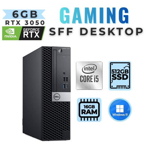 Dell Optiplex 7070 SFF Desktop i5-9500 4.40GHz 512GB SSD 16GB RAM 6GB RTX 3050 Windows 11