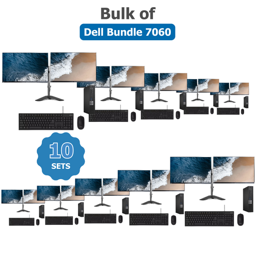 Bulk of 10x Dell 7060 Bundle Desktop i7-8700 2.4GHz 256GB 16GB RAM + Dual 24" Monitor |Collection Only!
