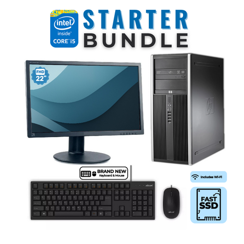 HP Elite 8300 Tower Bundle i5-3570 8GB 128GB SSD + HDD Quadro K600 + 22" Monitor