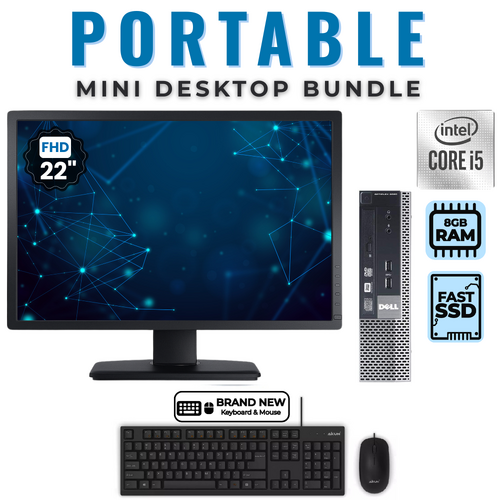 Dell OptiPlex 9020 Ultra Slim Bundle Desktop i5-4570s 128GB 8GB RAM +22" Monitor