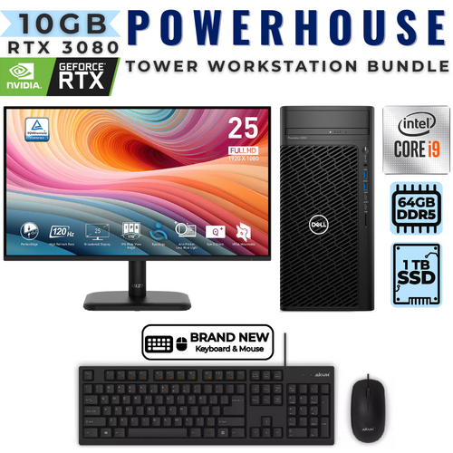 Dell Precision 3660 Tower Workstation Bundle i9-12900K 64GB RAM RTX3080 +NEW 24" 120Hz MSI Monitor