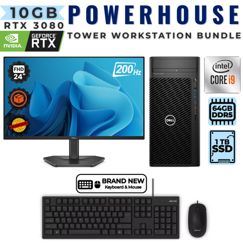 Dell Precision 3660 Tower Workstation Bundle i9-12900K 64GB RAM RTX3080 +NEW 24" 200Hz Monitor