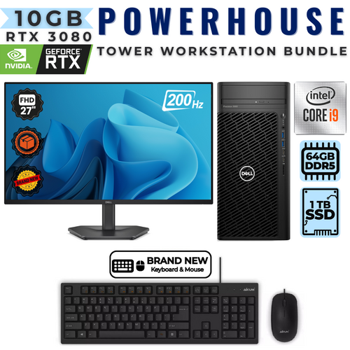 Dell Precision 3660 Tower Workstation Bundle i9-12900K 64GB RAM RTX3080 +NEW 27" 200Hz Monitor