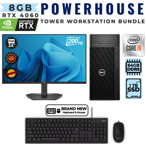 Dell Precision 3660 Tower Workstation Bundle i9-12900K 64GB RAM RTX4060 +NEW 24" 200Hz Monitor